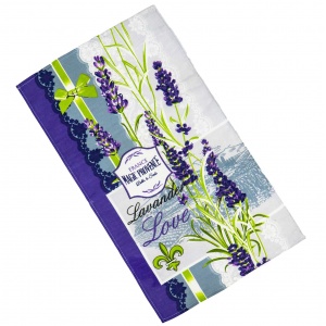 Кухонний рушник рогожка з петелькою та принтом lavender love 35х61см 180г/м2 (Лавандовий)