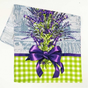 Кухонний рушник рогожка з петелькою та принтом lavender with a bow 35х61см 180г/м2 (Лавандовий)