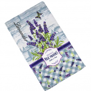 Кухонний рушник рогожка з петелькою та принтом magic provence 35х61см 180г/м2 (Лавандовий)