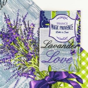 Кухонний рушник рогожка з петелькою та принтом lavender love 35х61см 180г/м2 (Лавандовий)