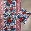 Рушник вафельний з принтом вишивки та квітами GM Textile 35х61см 180г/м2 (Різнокольоровий)