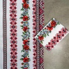 Рушник вафельний з принтом вишивки та червоними квітами GM Textile 35х61см 180г/м2 (Різнокольоровий)