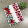 Рушник вафельний з принтом вишивки та червоними квітами GM Textile 35х61см 180г/м2 (Різнокольоровий)