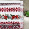 Рушник вафельний з принтом вишивки та червоними квітами GM Textile 35х61см 180г/м2 (Різнокольоровий)