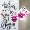 Кухонний рушник рогожка з принтом Fashion is my passion GM Textile 35х61см 180г/м2 (Біло-рожевий)