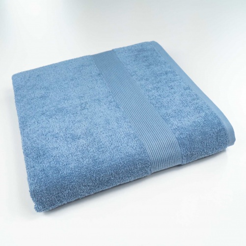 Банное махровое полотенце с бордюром GM Textile 70х140см 400г/м2 (Синий)