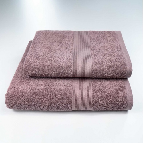 Комплект махрових рушників з Бордюром 2шт GM Textile 50х90см, 70х140см 400г/м2 (Шоколад)