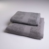 Комплект махрових рушників з бордюром 2шт GM Textile 50х90см, 70х140см 400г/м2 (Сірий) Комплект махрових рушників з бордюром 2шт GM Textile 50х90см, 70х140см 400г/м2 (Сірий)