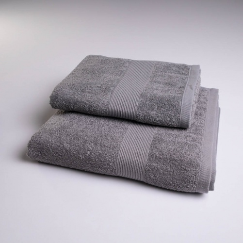 Комплект махрових рушників з бордюром 2шт GM Textile 50х90см, 70х140см 400г/м2 (Сірий)