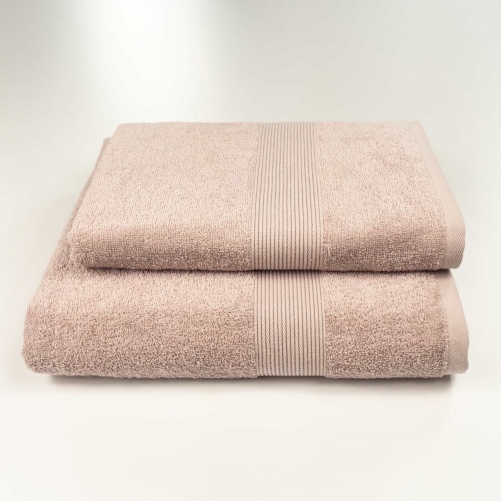 Комплект махрових рушників з Бордюром 2шт GM Textile 50х90см, 70х140см 400г/м2 (Капучіно)