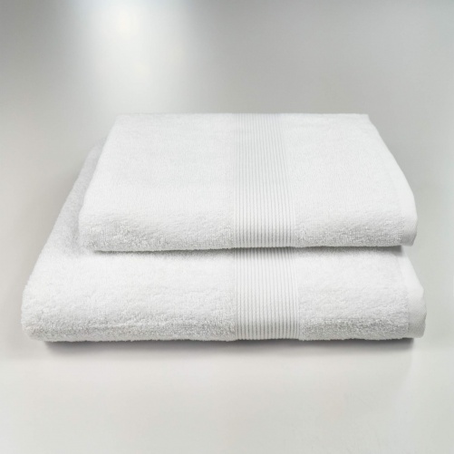 Комплект махрових рушників з Бордюром 2шт GM Textile 50х90см, 70х140см 400г/м2 (Білий)