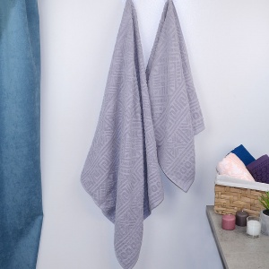 Набір жакардових рушників 2шт GM Textile 50х90см, 70х140см 430г/м2 (Сірий)
