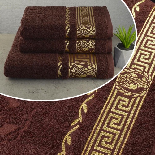 Набір рушників для ванної 3шт GM Textile 50х90см, 50х90см, 70х140см Caesar 450г / м2 (Коричневий)