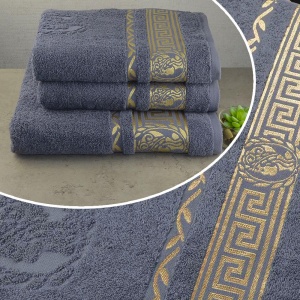 Набір махрових рушників 3шт GM Textile 50х90см, 50х90см, 70х140см Caesar 450г / м2 (Сірий)