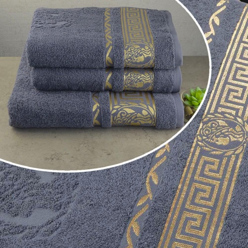 Набір махрових рушників 3шт GM Textile 50х90см, 50х90см, 70х140см Caesar 450г / м2 (Сірий)