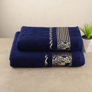 Набор полотенец для ванной 2шт GM Textile 50х90см, 70х140см Caesar 450г/м2 (Темно-синий)