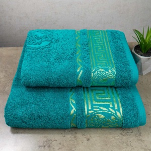 Набор полотенец для сауны 2шт GM Textile 50х90см, 70х140см Caesar 450г/м2 (Бирюзовый)