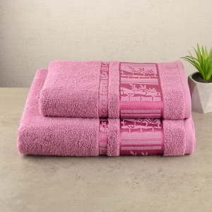 Набор полотенец для ванной 2шт GM Textile 50х90см, 70х140см BambooN 450г/м2 (Пудровый)