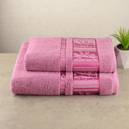 Набір рушників для ванної 2шт GM Textile 50х90см, 70х140см BambooN 450г / м2 (Пудровий)