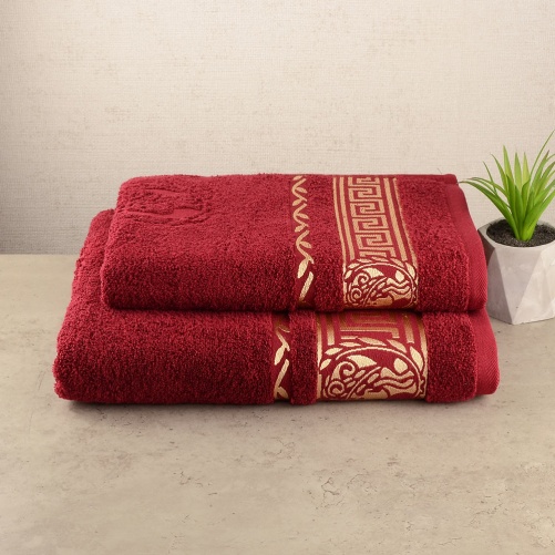 Набор полотенец банных 2шт GM Textile 50х90см, 70х140см Caesar 450г/м2 (Бордовый)
