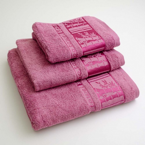 Набір рушників для ванної 3шт GM Textile 40х70см, 50х90см, 70х140см BambooN 450г/м2 (Пудровий)