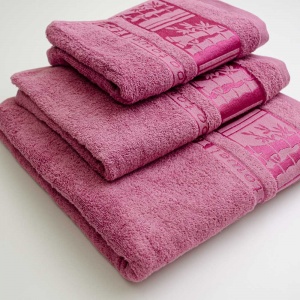 Набор полотенец для ванной 3шт GM Textile 40х70см, 50х90см, 70х140см BambooN 450г/м2 (Пудровый)