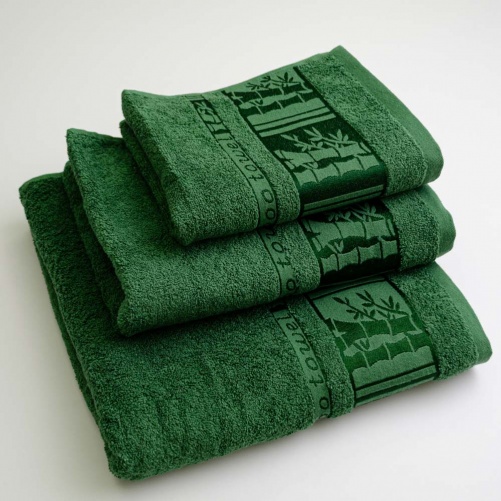 Набір махрових рушників 3шт GM Textile 40х70см, 50х90см, 70х140см BambooN 450г/м2 (Зелений)