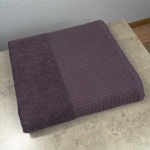 Банний рушник Вафельний Бордюр GM Textile 70х140см 500г/м2 (Темний Виноград)