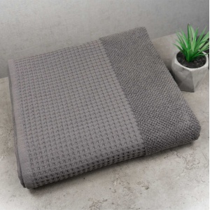 Банний рушник Вафельний Бордюр GM Textile 70х140см 500г/м2 (Сірий)