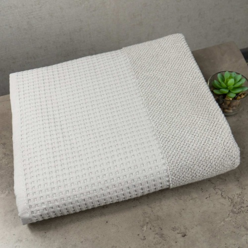 Банний рушник Вафельний Бордюр GM Textile 70х140см 500г/м2 (Попелястий)