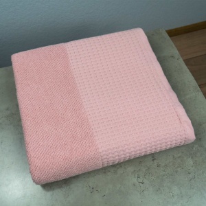 Банний рушник Вафельний Бордюр GM Textile 70х140см 500г/м2 (Рожевий)