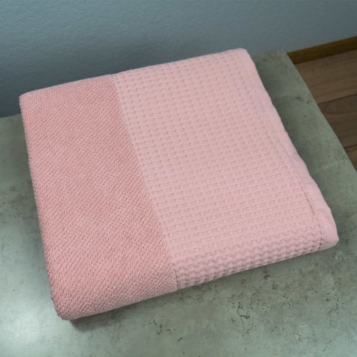 Банний рушник Вафельний Бордюр GM Textile 70х140см 500г/м2 (Рожевий)