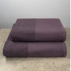 Комплект махрових рушників Вафельний Бордюр 2шт GM Textile 50х90см, 70х140см 500г/м2 (Темний Виноград)