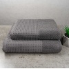 Комплект махрових рушників Вафельний Бордюр 2шт GM Textile 50х90см, 70х140см 500г/м2 (Сірий)