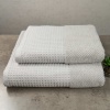 Комплект махрових рушників Вафельний Бордюр 2шт GM Textile 50х90см, 70х140см 500г/м2 (Попелястий)