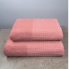 Комплект махрових рушників Вафельний Бордюр 2шт GM Textile 50х90см, 70х140см 500г/м2 (Пудра)