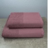 Комплект махрових рушників Вафельний Бордюр 2шт GM Textile 50х90см, 70х140см 500г/м2 (Виноград)
