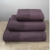 Комплект махрових рушників Вафельний Бордюр 3шт GM Textile 40х70см, 50х90см, 70х140см 500г/м2 (Темний Виноград)