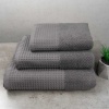 Комплект махрових рушників Вафельний Бордюр 3шт GM Textile 40х70см, 50х90см, 70х140см 500г/м2 (Сірий)