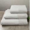 Комплект махрових рушників Вафельний Бордюр 3шт GM Textile 40х70см, 50х90см, 70х140см 500г/м2 (Попелястий)