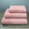 Комплект махрових рушників Вафельний Бордюр 3шт GM Textile 40х70см, 50х90см, 70х140см 500г/м2 (Рожевий)