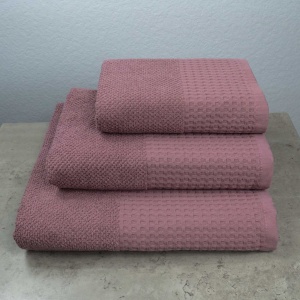 Комплект махровых полотенец Вафельный Бордюр 3шт GM Textile 40х70см, 50х90см, 70х140см 500г/м2 (Виноград)