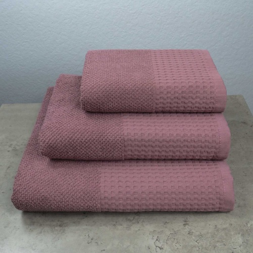 Комплект махровых полотенец Вафельный Бордюр 3шт GM Textile 40х70см, 50х90см, 70х140см 500г/м2 (Виноград)