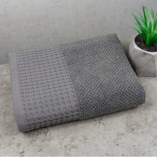 Рушник махровий Вафельний Бордюр GM Textile 40х70см 500г/м2 (Сірий)