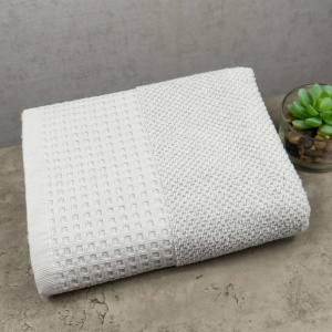 Рушник махровий Вафельний Бордюр GM Textile 40х70см 450г/м2 (Попелястий)