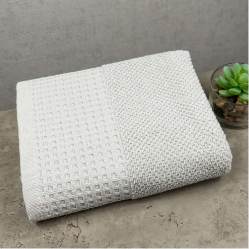 Рушник махровий Вафельний Бордюр GM Textile 40х70см 500г/м2 (Попелястий)