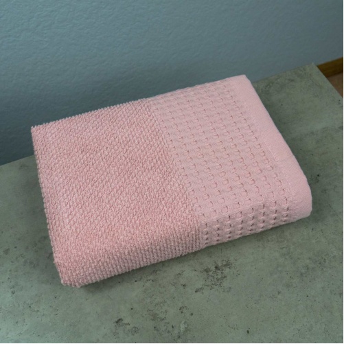 Рушник махровий Вафельний Бордюр GM Textile 40х70см 500г/м2 (Рожевий)