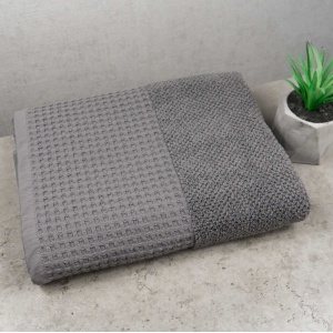 Рушник для обличчя та рук Вафельний Бордюр GM Textile 50х90см 500г/м2 (Сірий)