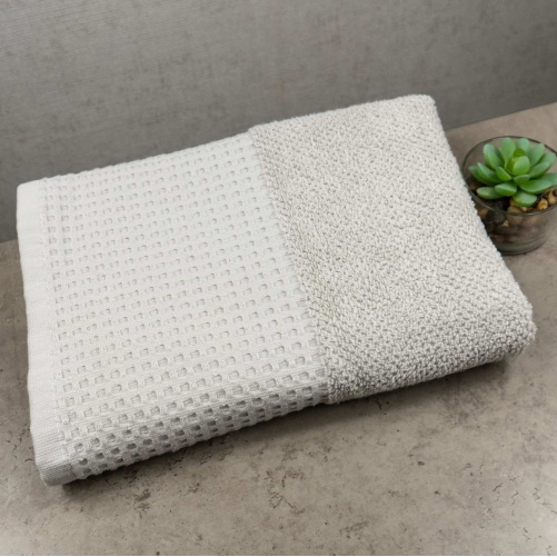 Рушник для обличчя та рук Вафельний Бордюр GM Textile 50х90см 500г/м2 (Попелястий)