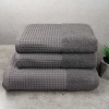 Комплект махрових рушників Вафельний Бордюр 3шт GM Textile 50х90см, 50х90см, 70х140см 500г/м2 (Сірий)